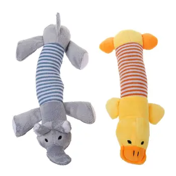 

2pcs Dog Chew Squeaky Toys Plush Squeak Pet Puppy Elephant+Duck