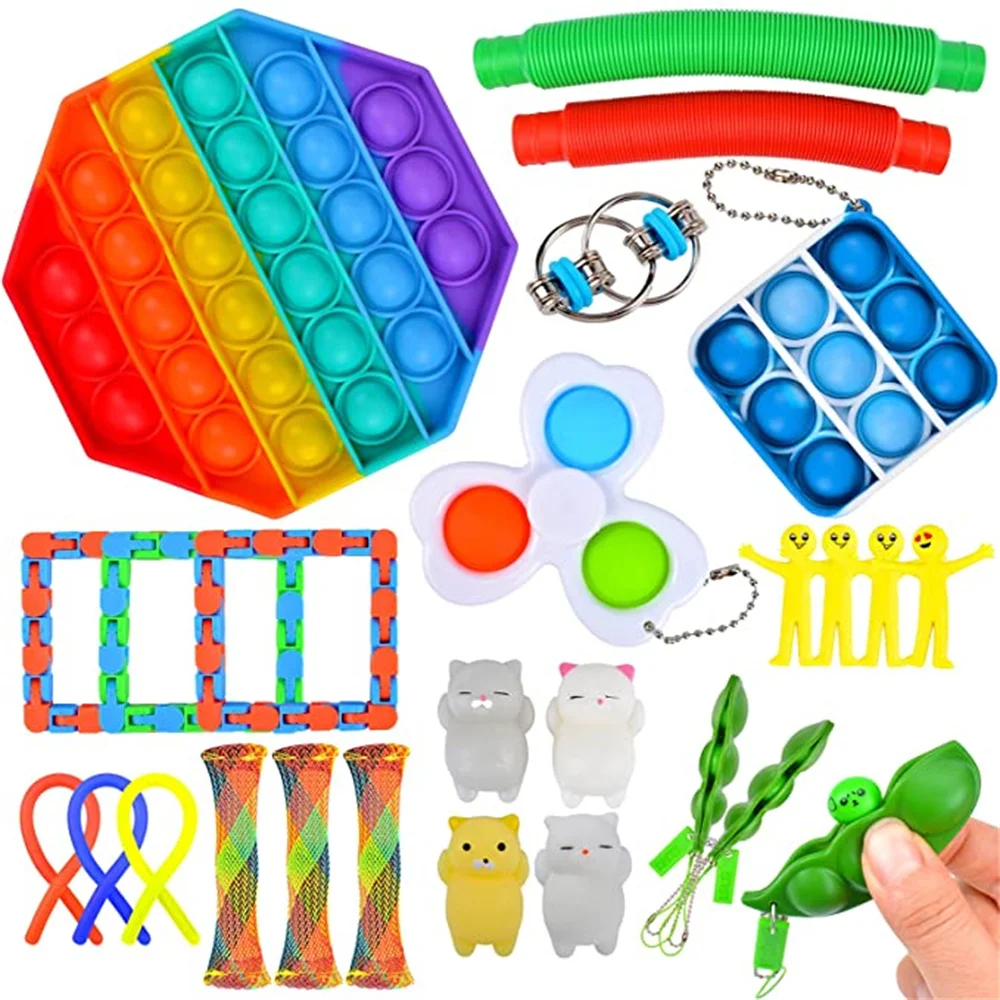 Bubble Fidget Sensory Poppit Bag Toy Set Simple Dimple Handbag Tools Bundle Toys 