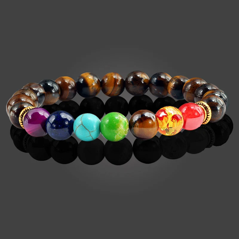 7 Chakra Bracelet Men Black Lava Healing Balance Beads Reiki Buddha Prayer Natural Stone Yoga Bracelet For Women 2020 Newst