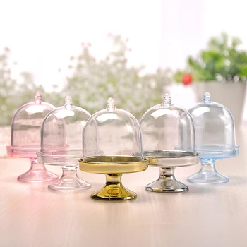 

12 Pcs Creative Transparent Plastic Candy Box Dessert Plate PS Material Round DIY Kitchen Storage Candy Box Cake Snack Box