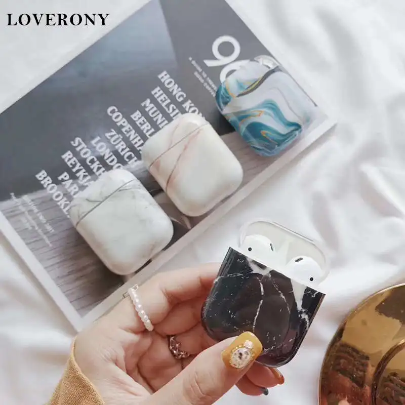 

LOVERONY Fashion Marble Bluetooth Earphone PC Case For AirPods 2 1 Headset Protective Cover Fundas i12Tws Case Air pods Coque