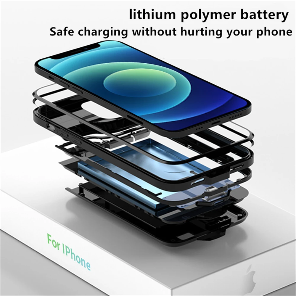 Тонкий чехол с внешним аккумулятором для iPhone 12 Pro Max Mini зарядным устройством чехлы
