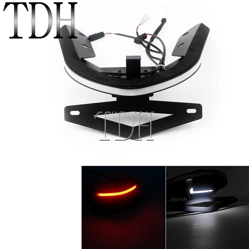 LED Flowing Switchback LED Tail Brake Light Tidy Fender Eliminator Kit License Plate Bracket for Ducati Monster 1200 S 821 14-17 - Цвет: LED
