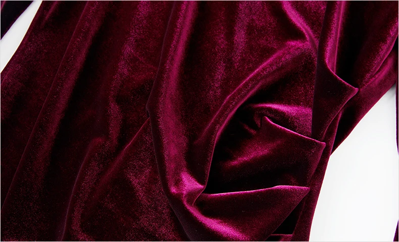Elegant Wine Beading Velvet Dress