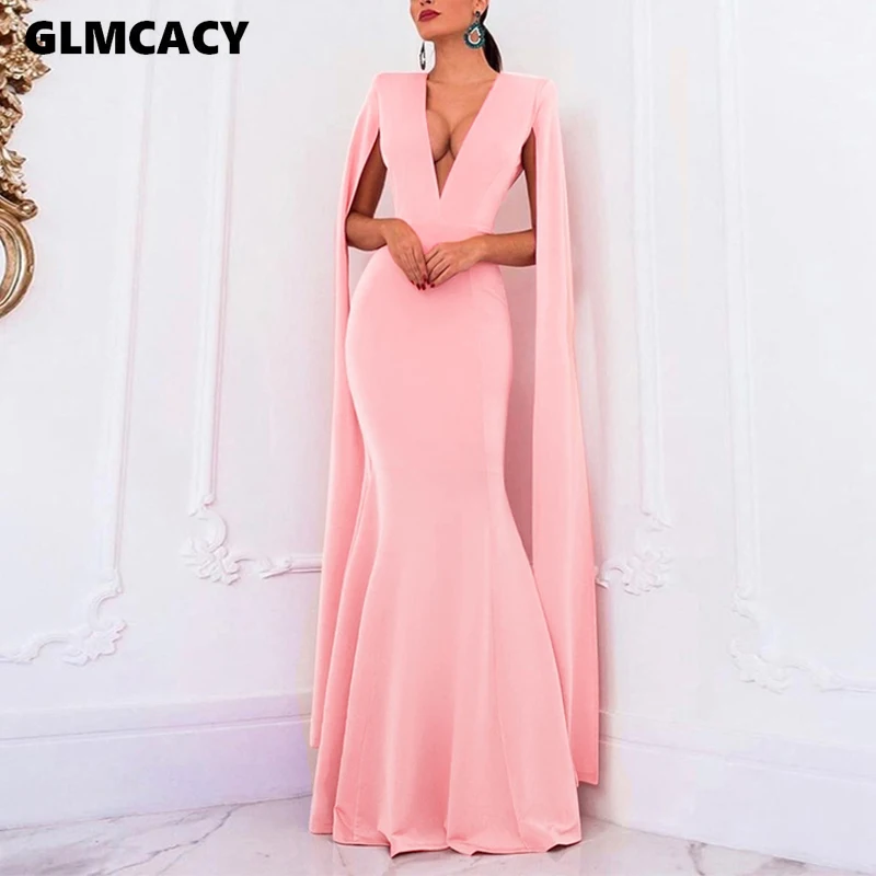 Женское длинное платье с глубоким V-образным вырезом | Женская одежда