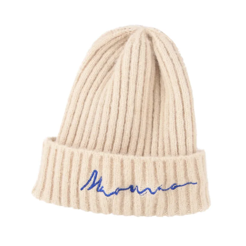 Unisex 50-54CM Children Pure Color Letter Keeping Warm And Simple Knitted Wool Hat Cap Winter Popular Cap 30SE02 (5)
