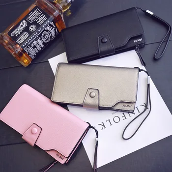 

Korean fashion ladies long buckle zipper wallet multi card holder large capacity hand bag key case