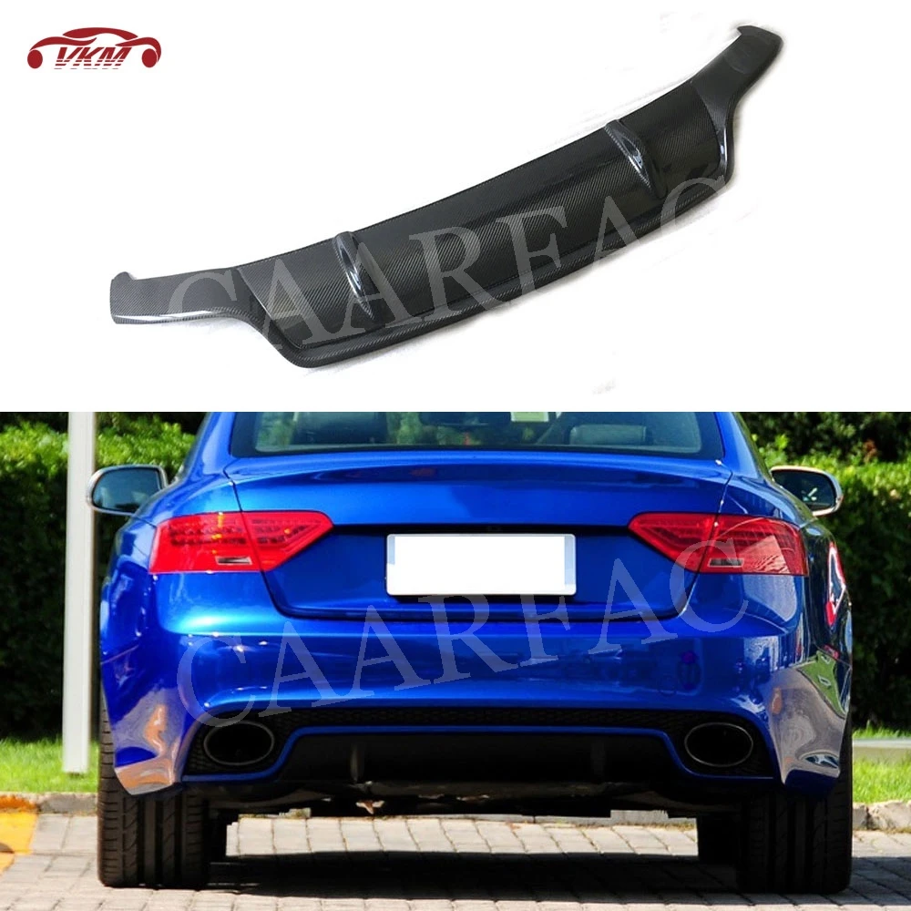 For RS5 Carbon Fiber Rear Bumper lip Diffuser Spoiler for Audi A5 RS5 2012- Fins Shark Style Skid Plate Car Bumper Guard