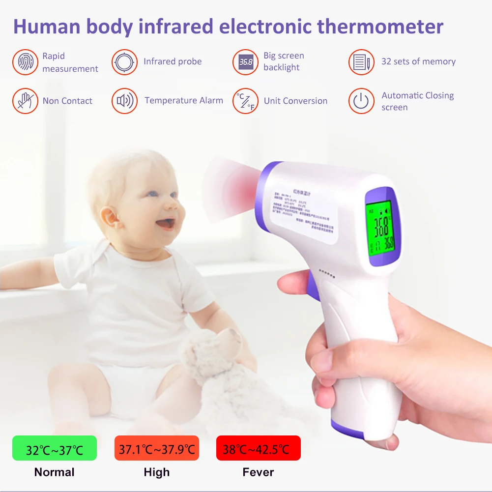 

Non-contact Infrared Digital Thermometer Forehead Ear Temperature Temperature Gun Household Accurate Termomete For Kids Adults