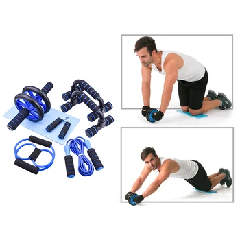 

Gym Fitness Set Wheel Roller Push Up Bar Jump Rope Workout Train Abdominal
