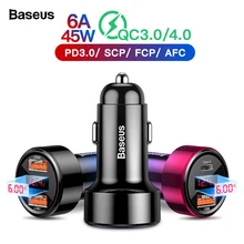 Baseus 45 Вт Быстрая зарядка 4,0 3,0 USB Автомобильное зарядное устройство для iPhone 11 Pro Max Xiaomi samsung QC4.0 QC3.0 QC type C PD автомобильное быстрое зарядное устройство