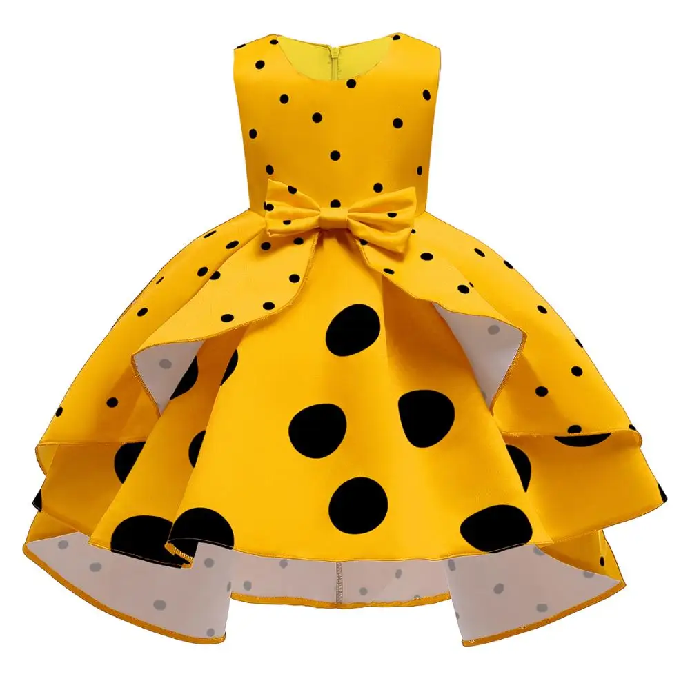 Vestido de princesa para niñas Ropa de fiesta Nuevos vestidos amarillos elegante