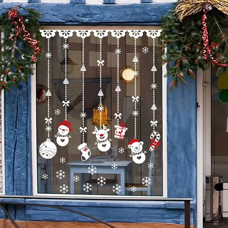 Наклейка на окно с рождеством, украшение для дома,, украшения, гирлянда, год,, Noel, Санта Клаус, подарок, рождественский снеговик
