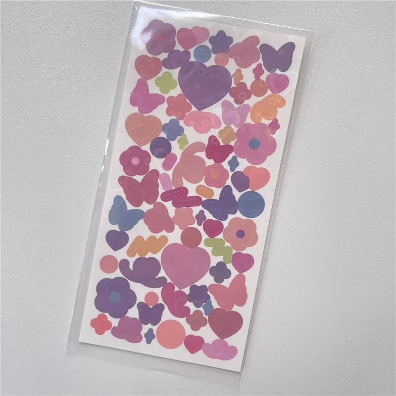 1Pc Ins Color Love Butterfly Laser Stickers Sticker Kawaii DIY Scrapbooking Chase Card Decoration Stickers Stationary Supplies
