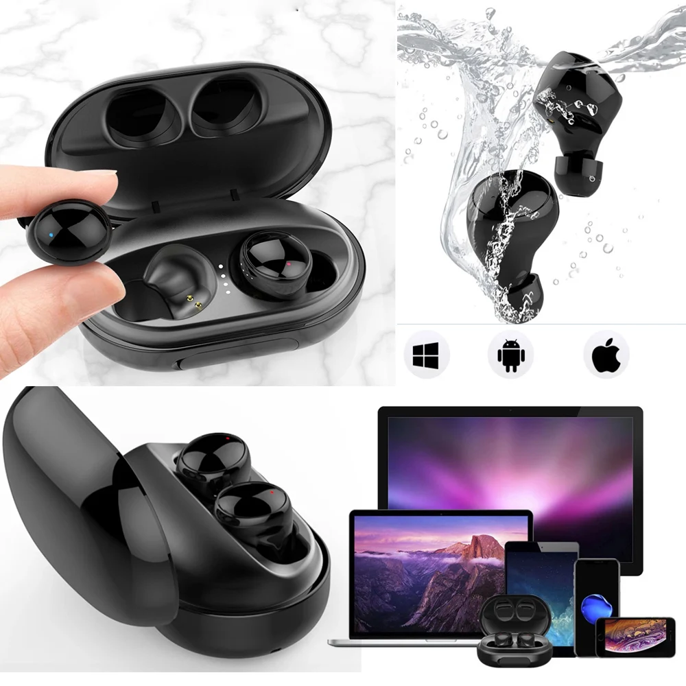 

C5 IPX8 Waterproof Headphone for Swimming TWS True Wireless Bluetooth Earphone Sports Auricular Earbud Earplug with Charger Box