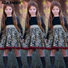 Коллекция года, стильное платье принцессы с длинными рукавами осеннее Новое хлопковое Повседневное платье с цветочным рисунком для От 3 до 12 лет и девочек