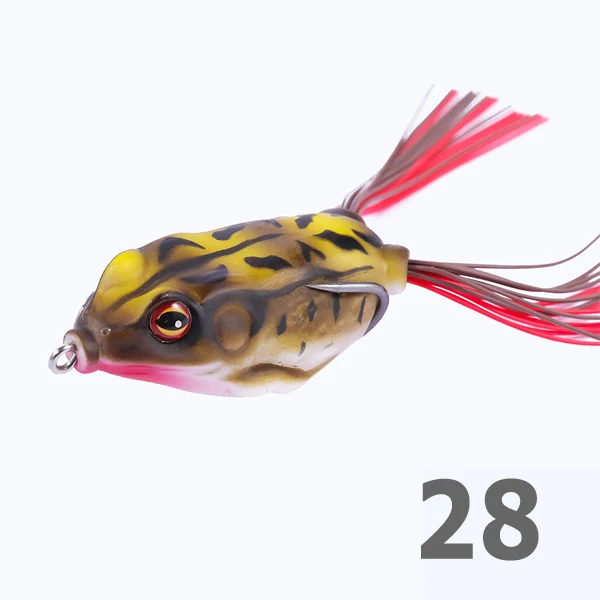 28 KASSYAA Topwater приманка для рыбы в виде мягкой лягушки Рыбалка 50 мм 9 г силиконовые Snakehead тройной крючок 55 мм 12 г качающийся, искусственный гольян кривошипная приманка - Цвет: 28