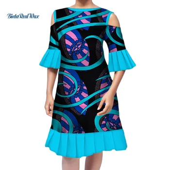 

African Dresses for Women Bazin Riche Sexy Ruffles Sleeve Dress Dashiki Plus Size Traditional African Women Clothing WY3297