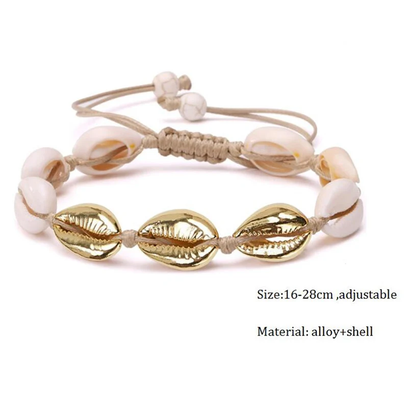 

Hot Vintage Antique Golden Anklet Women shell sequins Beads Bracelet Charm Bohemian Ankle Bracelet Boho Foot Jewelry