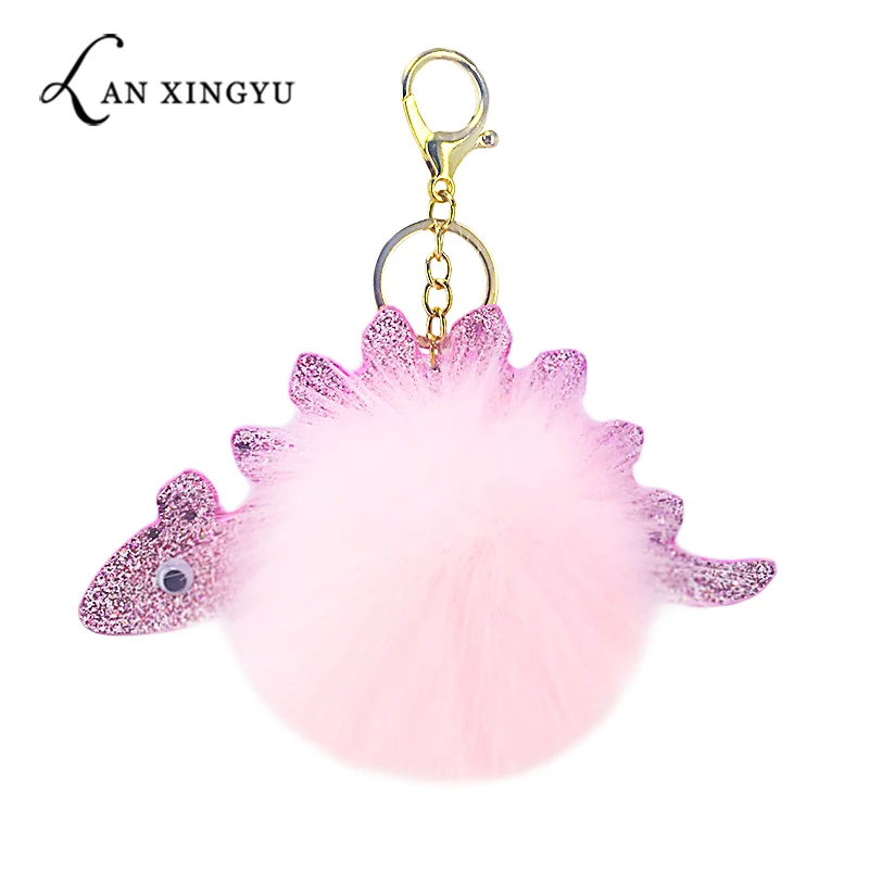 

Dinosaur MAO MAO ball key chain pendant anti-brightness piece artificial imitation fur bag car plush accessories creative gifts