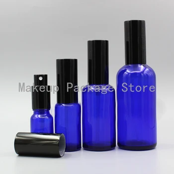 

2/10pcs 5ml 10ml 15ml 20ml 30ml 50ml 100ml Empty Blue Essential Oil Mist Spray Bottle with Black Cover Lid DIY Package Container
