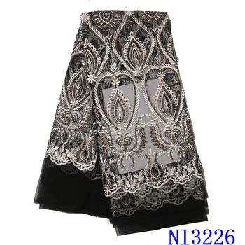 

Big Promotion French Sequins Lace Fabric 2020 High Quality Lace Bride Nigerian African Tulle Lace Fraric For Wedding NI3226