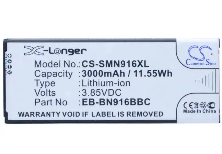 Cameron sino 3000mah аккумулятор для SAMSUNG Galaxy Note 4(Китай мобильный) SM-N9100 N9106W N9109W N910F N910P EB-BN916BBC
