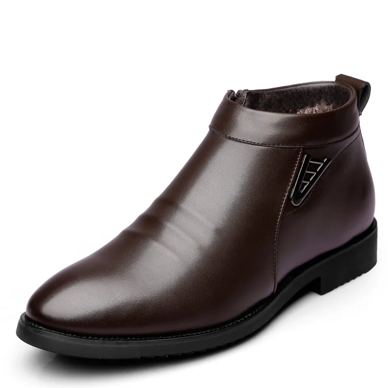 Business Chelsea Boots Mens Winter Ankle Boots Men Leather Zipper Side