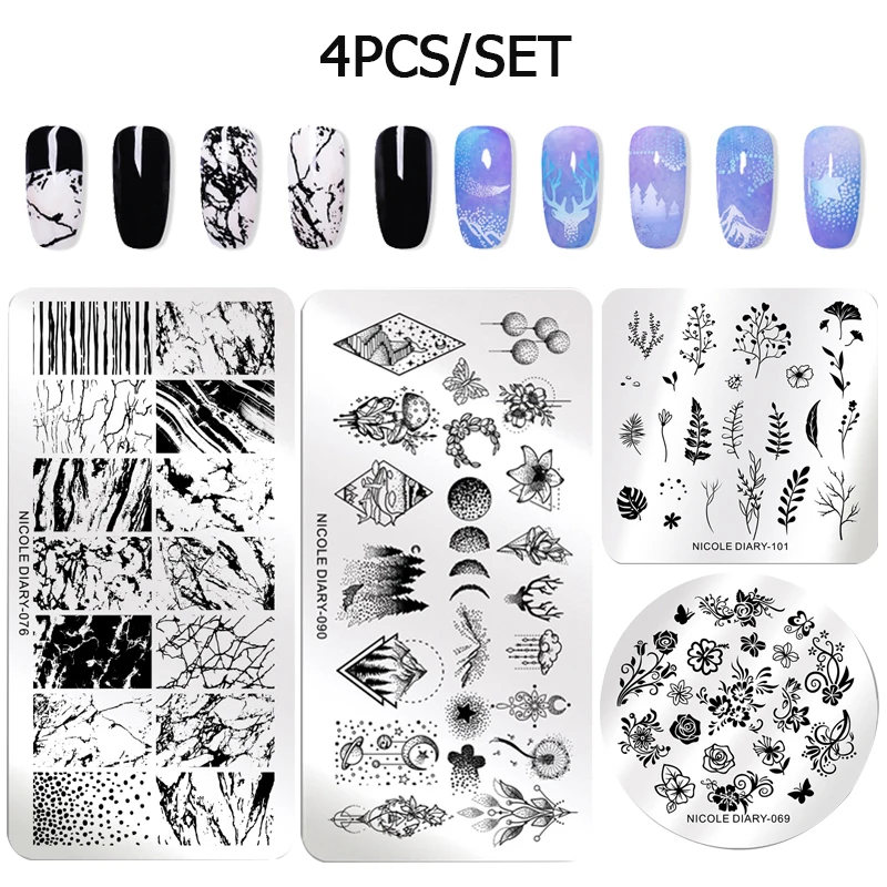 Set 15 NICOLE DAIRY Рождество серия ногтей штамп пластины набор змея снег мрамор разброс изображения штамп шаблоны Маникюр Искусство Трафарет Комплект - Цвет: Set 15