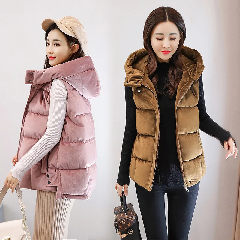 

2018 Winter Tlyx1022-1 Korean-style Women's Fashion Hooded Cotton-padded Clothes Waistcoat Entity