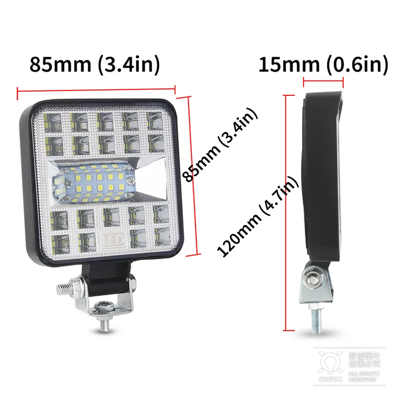 Work Light LED Light Bar Car LED Work Flood Spot Combo Light 3030 SMD 87 Watts Bright 6500K DC 12-24 Volts Spotlights Truck 4x4 4WD