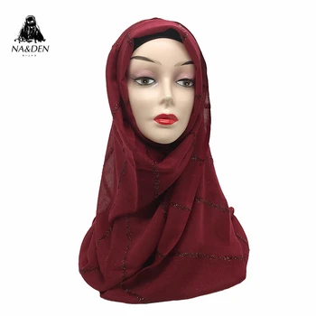

1PCS Hot sale Islamic scarf Ladies shimmer wraps Solid plain shalws Muslim hijab Viscose Women scarves Glitter long muffler
