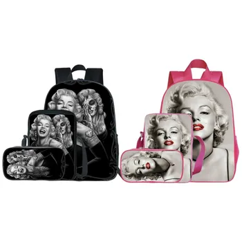 

3Pcs/Set New Arrivals 3D Printing Marilyn Monroe Girls School Backpack Kids Travel Bag Children Schoolbags Kindergarten Bookbag