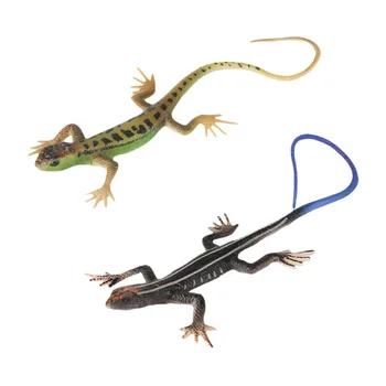 

2pcs Plastic Lizard Decor Animal Models Skink Ornament Trick Toys for Kids (Green, Blue)