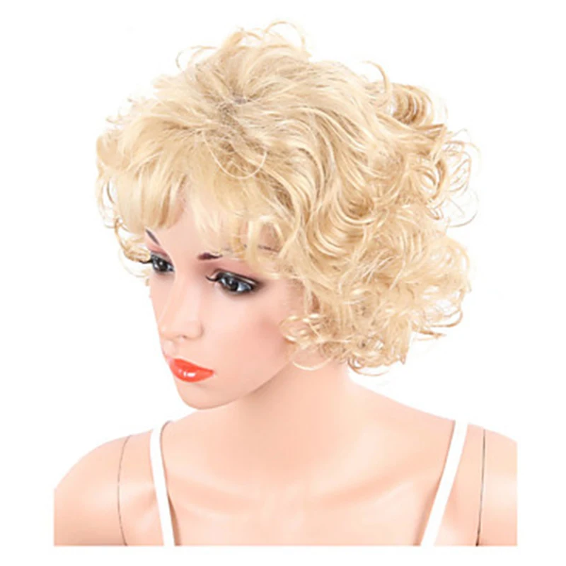 HAIRJOY  Synthetic Hair Women Blonde Short Curly  Wigs Free Shipping
