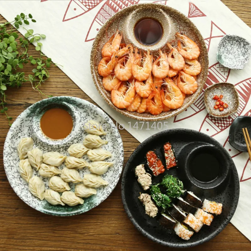 Japanese Dinner Plate Creative Shrimp Dumpling with Vinegar Dish Household Special Hotel Tableware Ceramic | Дом и сад