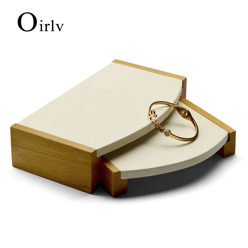 Oirlv 2 шт./компл. Деревянный Браслет Кулон Кольцо Дисплей стенд с микрофибры Многофункциональный держатель ювелирных изделий витрина
