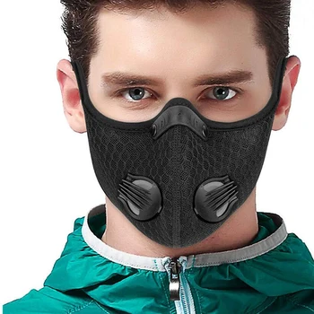 

Carbon Filter Face Mouth Masks Anti Dust Mask PM2.5 Activated Pollution Mask with Breathing valve Fog Haze Respirator For unisex