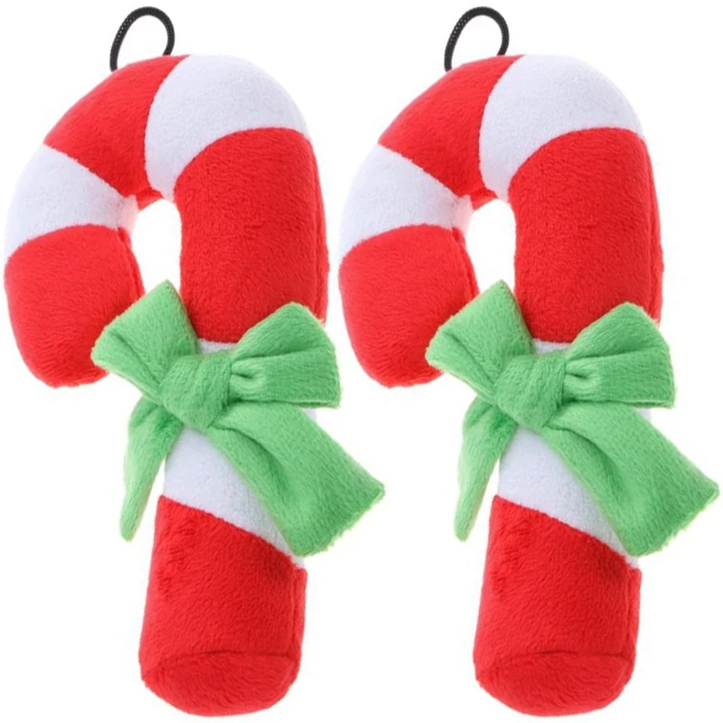 

Dog Toys Christmas Crutch Shape Plush Squeaker Chew Sound Toy for Puppy Cat Training Products Dog Squeaking Toys 2PCS