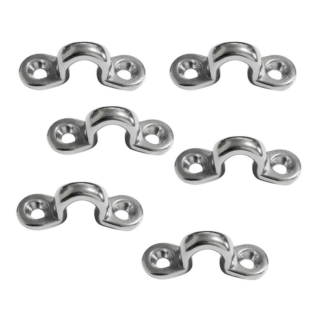 6 Set Marine Pad Eye Marine Kayaking Bimini Top Boat Rigging Loop Stainless Steel Pad Eye Straps