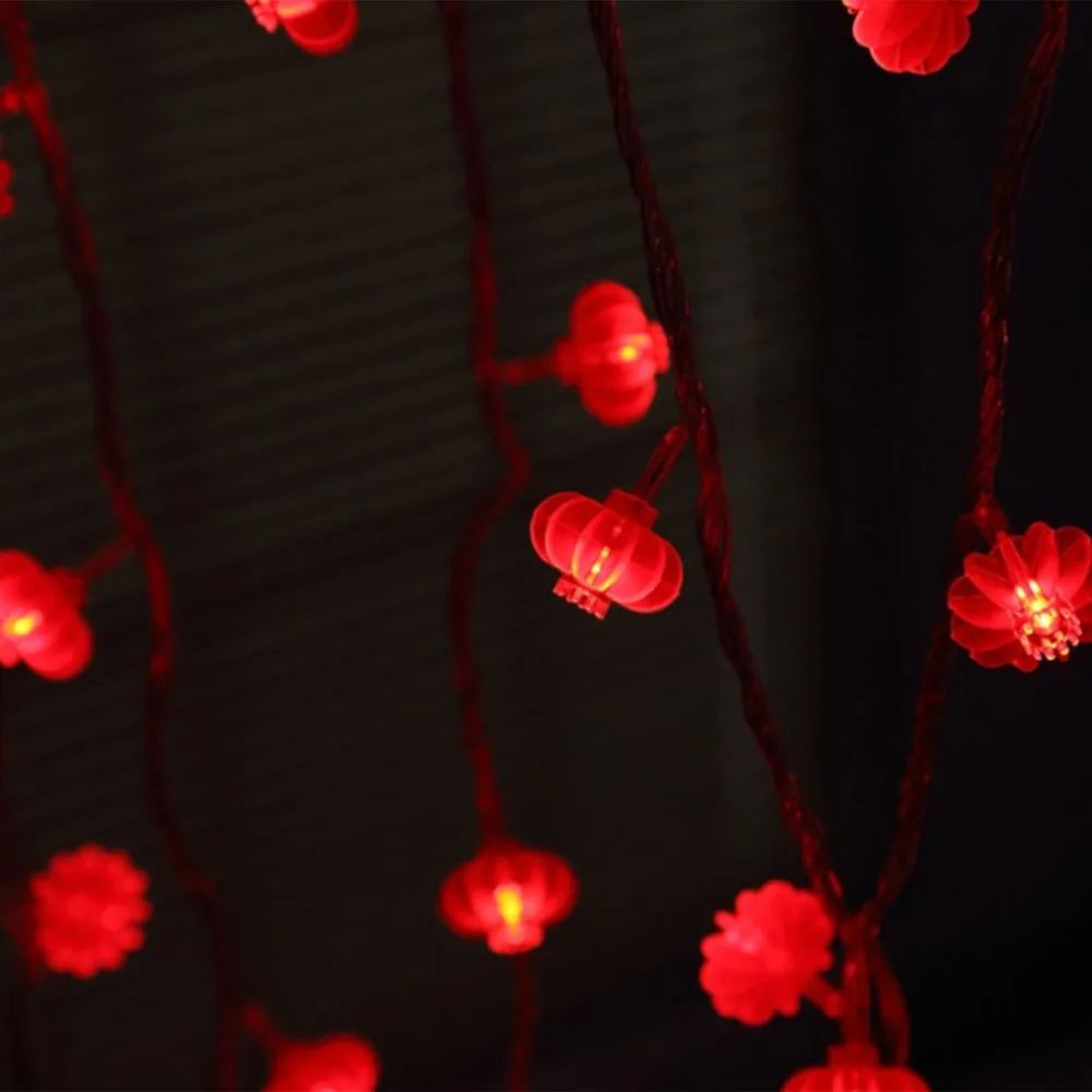 20 светодиодов круглые красные фонари гирлянды USB сказочные гирлянды идеально подходят для свадьбы китайский год вечерние украшения