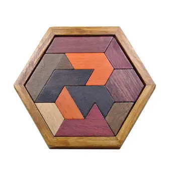 

Classical Game Geometric Toys Hand-eye Coordination Hand Flexibility Hexagon Special Shape Tangram Wooden Jigsaw Puzzle