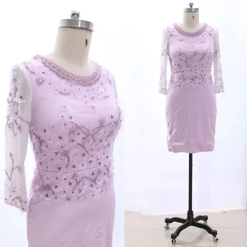 

MACloth Pink Sheath O Neck Knee-Length Short Crystal Tulle Prom Dresses Dress XXL 265227 Clearance