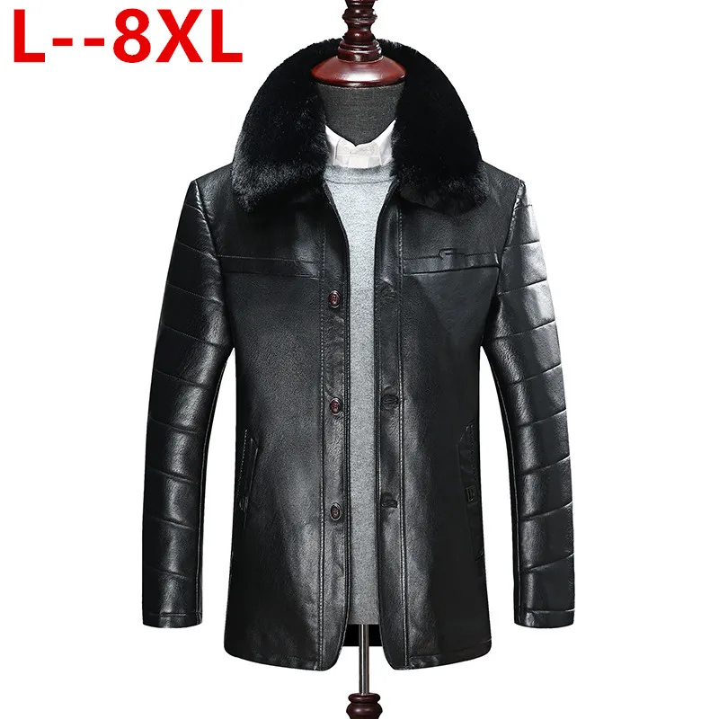 

8XL 6XL Men Leather Jacket New Genuine Leather Lamb Winter Coats Male Fur Collar Casual Men's Jackets Velvet Jaqueta Masculino