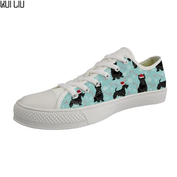 

Customized HOT Kid Lace-up Canvas Shoes Fashion Animal Scottish Terrier Dogs Printed Vulcanize Shoes For Children Teenager Girl