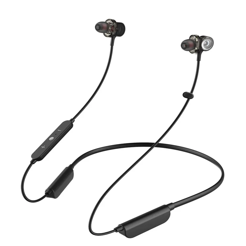 Черный Bluetooth наушники спортивные с шейным ремешком Магнитная Беспроводная гарнитура стерео наушники музыкальные металлические наушники с микрофоном для всех телефонов ear phones bluetooth wireless ecouteur sans fil - Цвет: Черный