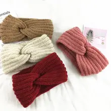 1 Pcs Winter Ear Warm Knit Headband Cross Knotted Knit Hair Band Ladies Crocheted Hair Band Warm Wide-brimmed Wool Headband
