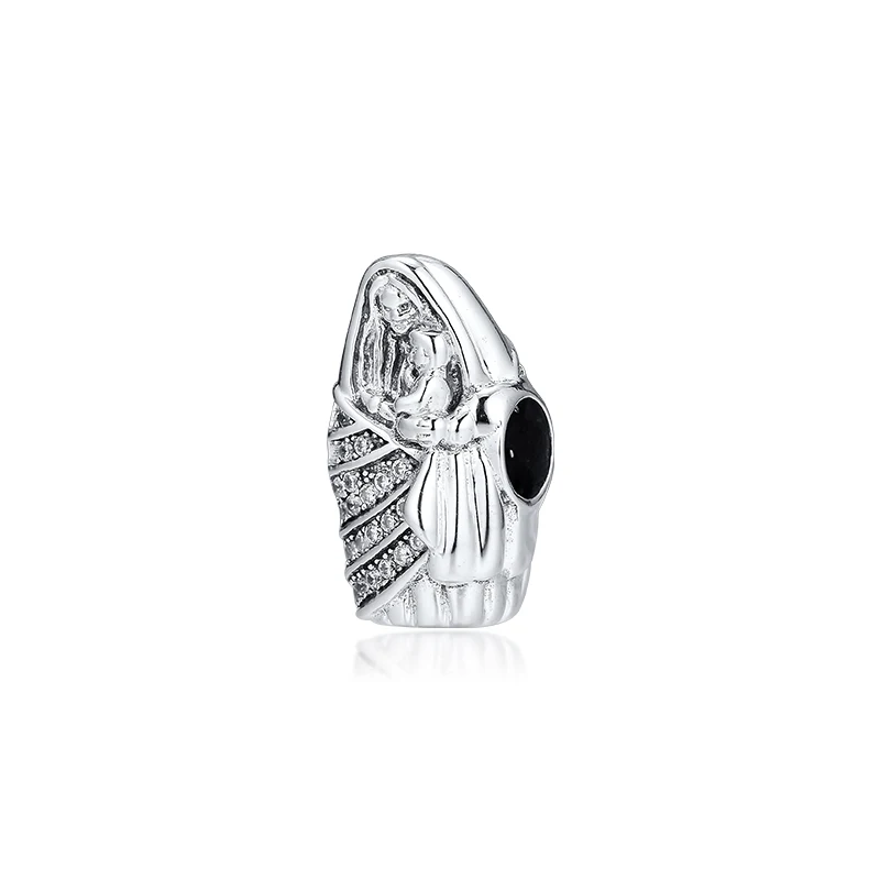 DIY Подходит для Pandora шармы браслеты Blessed Virgin Mary бусины с прозрачным CZ стерлингового серебра 925-ювелирные изделия