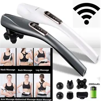 

Wireless Handheld Electric Massager 12 Modes Rechargeable Multifunction Back Neck Shoulder Leg Body Muscles Massager + 6 Heads
