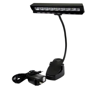 

Flexible Reading Bedroom Clip On Orchestra With Adapter 9 LEDs Portable Music Stand Black Piano Lamp